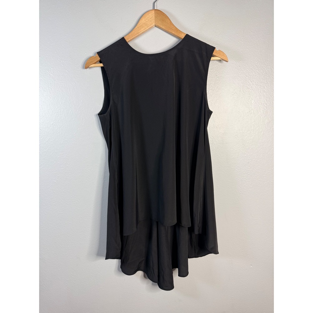 Scanlan & Theodore Silk‎ Black Sleeveless Asymmetrical Hem Layered Top Size 8